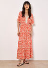Ikat Swirl Shimmer Maxi Dress, Orange, large