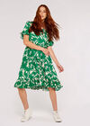 Floral Silhoutte Dress, Green, large