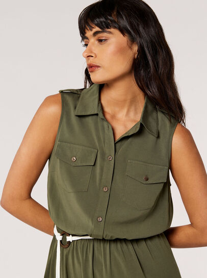 Sleeveless Shirt Mini Dress
