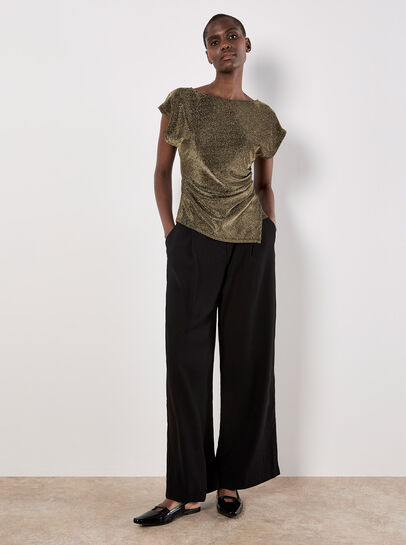 Sparkle Side Ruched Jersey Top