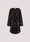 Sequin Shift Mini Dress, Black, large