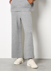 Waffle Knit Wide Leg Trousers, Grey, large