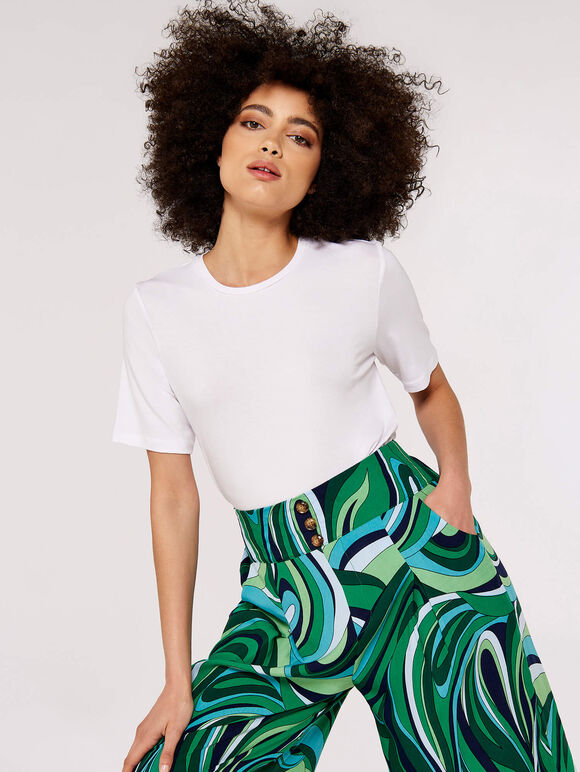 Swirl Print Culotte, Green, large