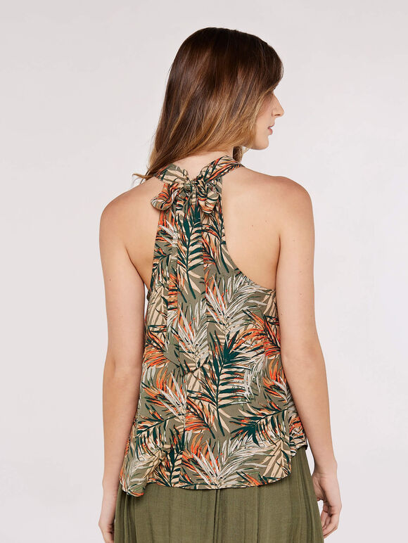 Tropical Halter Neck Top, Khaki, large