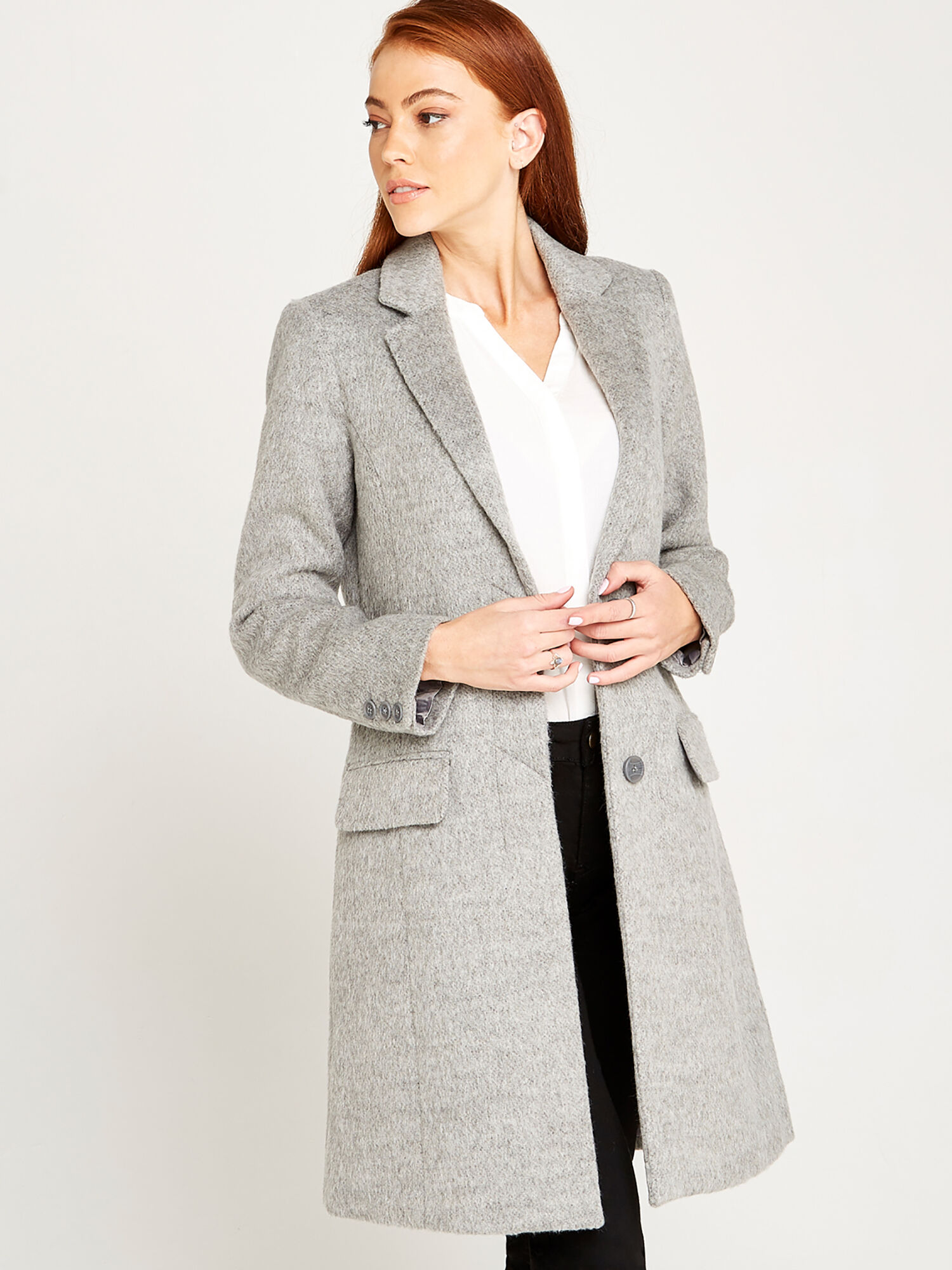 Womens grey overcoat hot sale