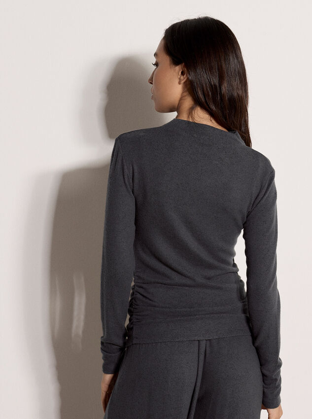 Side Ruched Soft-Touch Top, Dark Grey/Charcoal, large
