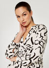 Abstract Print Dress, White, large
