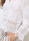 Embroidered Daisies Crochet Lace Top, White, large