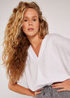 Vneck Cotton Top, White, large
