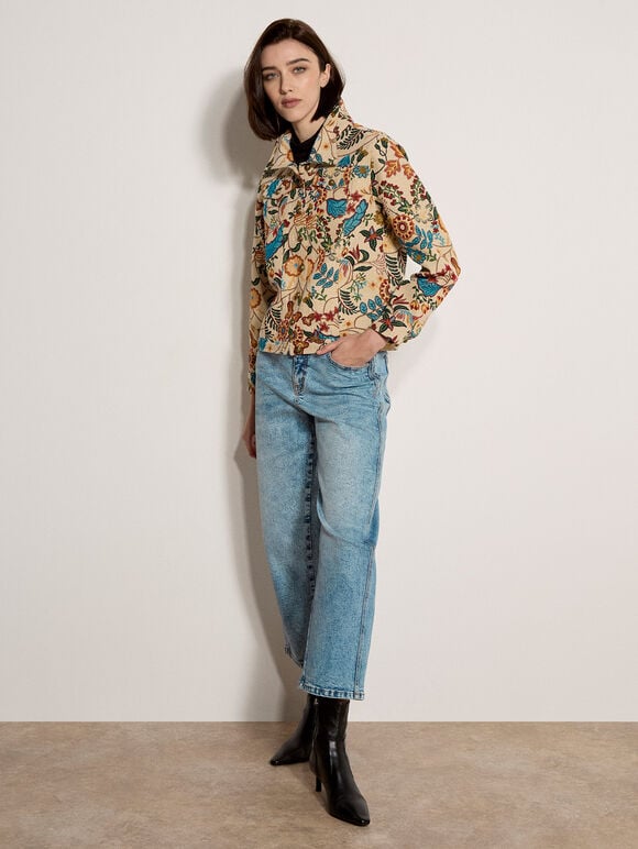 Floral Tapestry Jacket, Navy, large