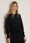 Sequin Sleeve Ribbed Knit Jumper, Black, large