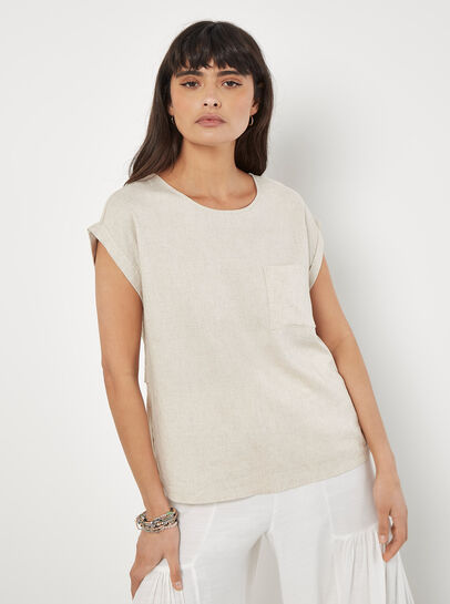 Linen Blend Split Back Oversized Top
