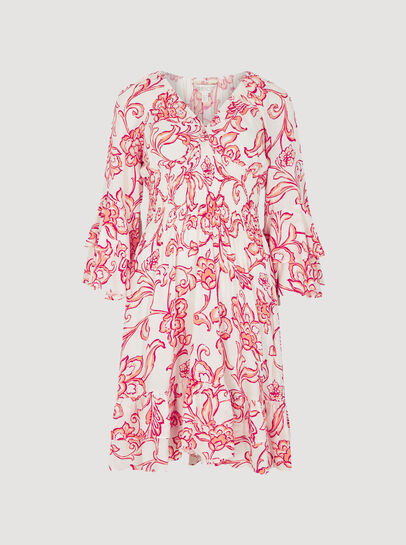 Sarasa Floral Smocked Ruffle Mini Dress