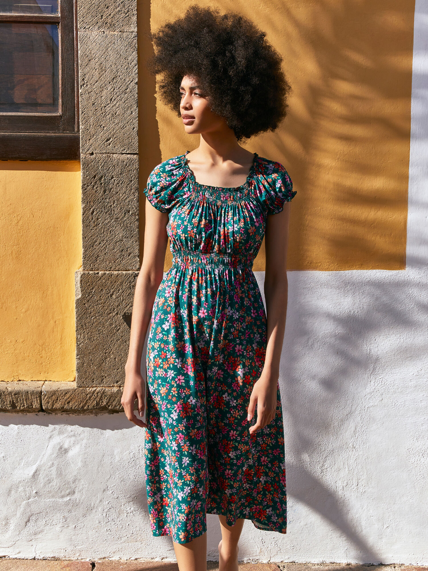 Milkmaid online midi dress
