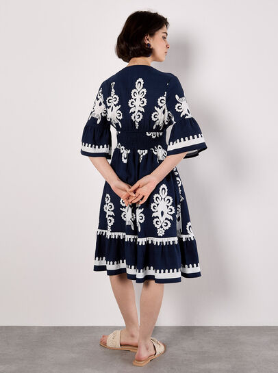 Floral Baroque Smocked Mini Dress