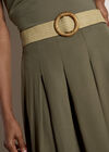 Boho Belted Midi Skirt, Khaki, large