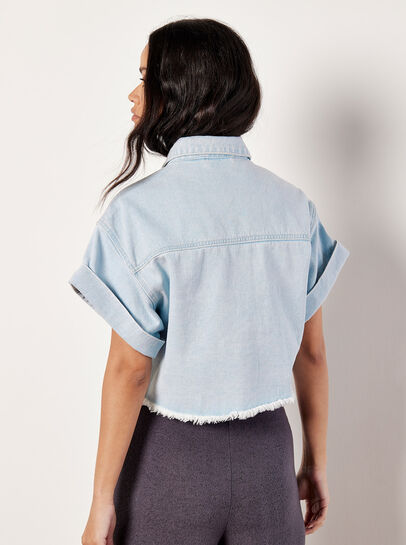 Short Sleeve Cropped Denim Jacket
