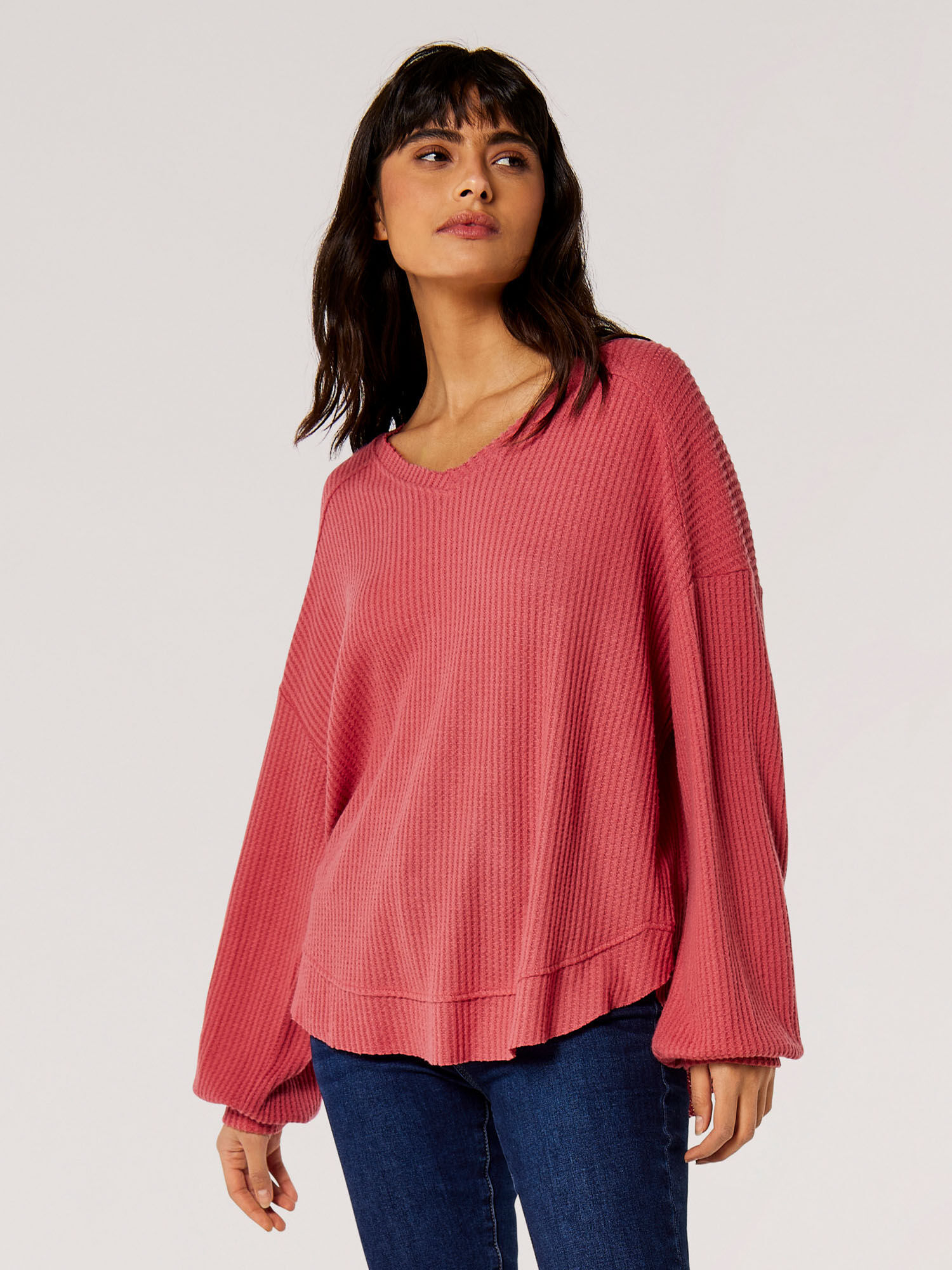 Oversized waffle sale knit top