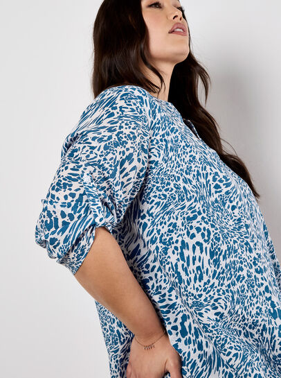 Mixed Animal Print Layered Blouse