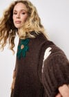 Embroidered Flower Jumper, Brown, large