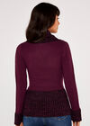 Button Mix Knit Jumper, Burgundy, large