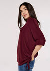 Soft Touch Drawstring Knit Top, Burgundy, large