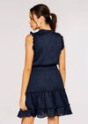 Satin Shimmer Jacquard Dress, Navy, large