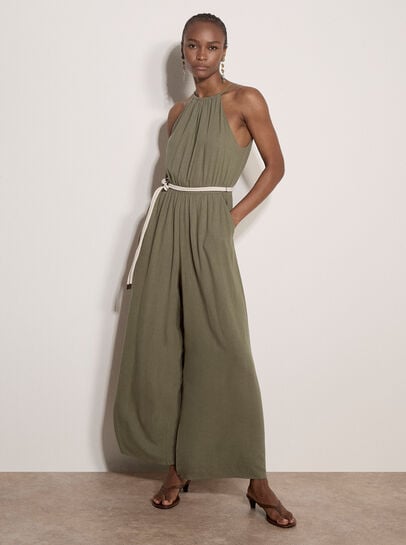 Cotton Blend Wide-Leg Jumpsuit