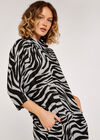 Zebra Cowl Neck Dress, Grey, large