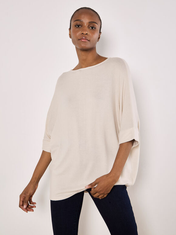 Soft Touch Batwing Top, Stone, large