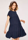 Ruffle Sleeve Detail Tiered Dress, Navy, large