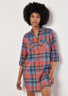 Sunset Plaid Shirt Dress, Blue, large