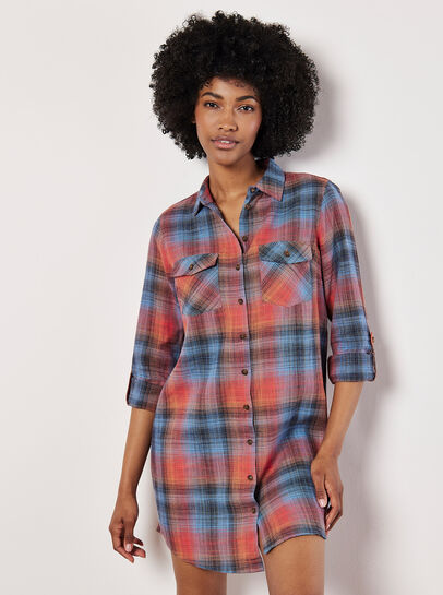 Sunset Plaid Shirt Dress