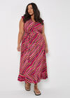 Curve Retro Wave Ruffle Maxi Dress, Pink, large