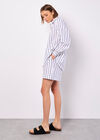 Striped Linen Shirt, Navy, large