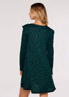 Textured  Flare Shoulder Dress, Green, large