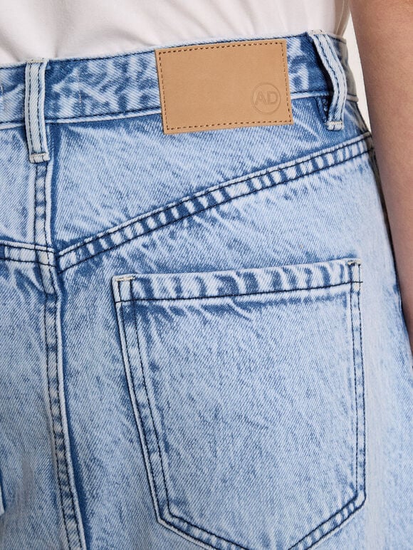 Amara Pearl Embellished Denim Midi Skirt, Sky Blue, large