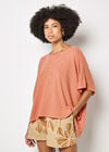 Waffle Knit Tunic Top, Coral, large