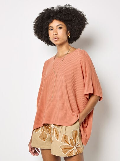 Waffle Knit Tunic Top