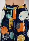 Colourful Sketch Print Culottes, Navy, large