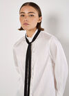 Bow Neck Ruffle Shirt, White, large