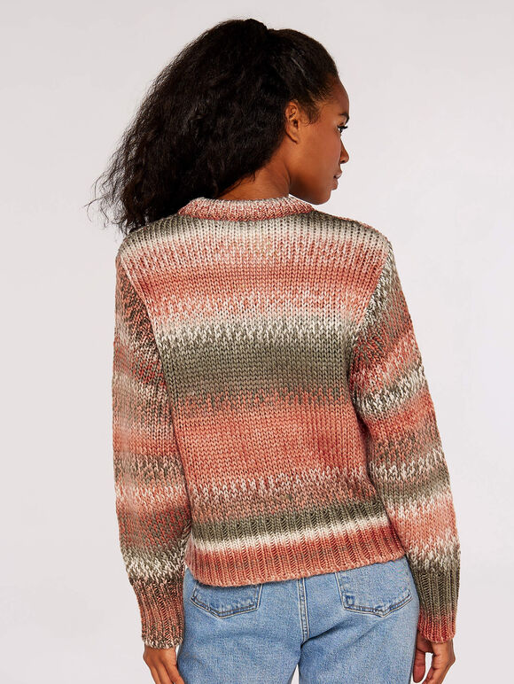 Chunky Knit Jumper, Coral, large