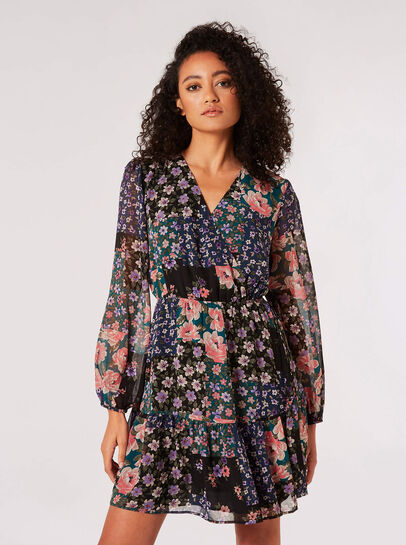Patchwork Floral Mini Dress
