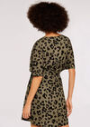 Animal Print Mini Dress, Khaki, large