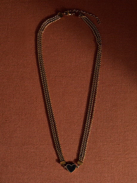 Multi Chain Heart Gold Tone Necklace