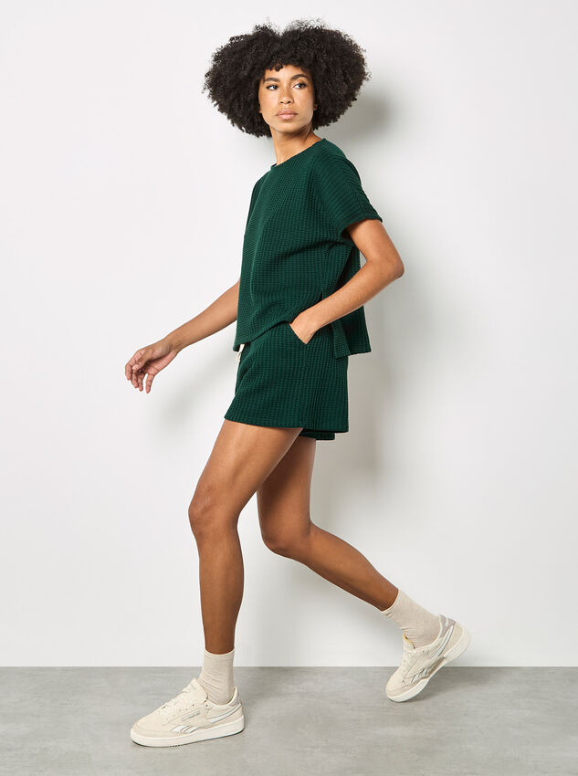 Waffle Knit Shorts, Green, large