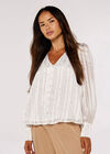 Self Stripe Shimmer Stars Blouse, Cream, large