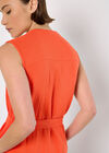 Textured Cotton Button Down Mini Dress, Orange, large