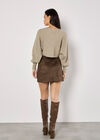 Suedette A-Line Mini Skirt, Brown, large