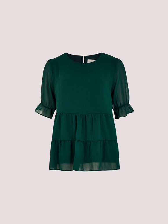 Recycled Crinkle Tiered Top, Green, large